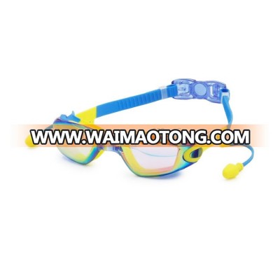 Cool Mirrored Anti Fog Children's Swim Goggle with Conjoined Earplug