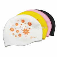 Custom Logo Printing Silicone Adult Swim Cap with Flowers